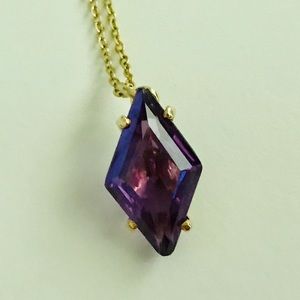 Synthetic Sapphire Stone Necklace 14k Gold Setting